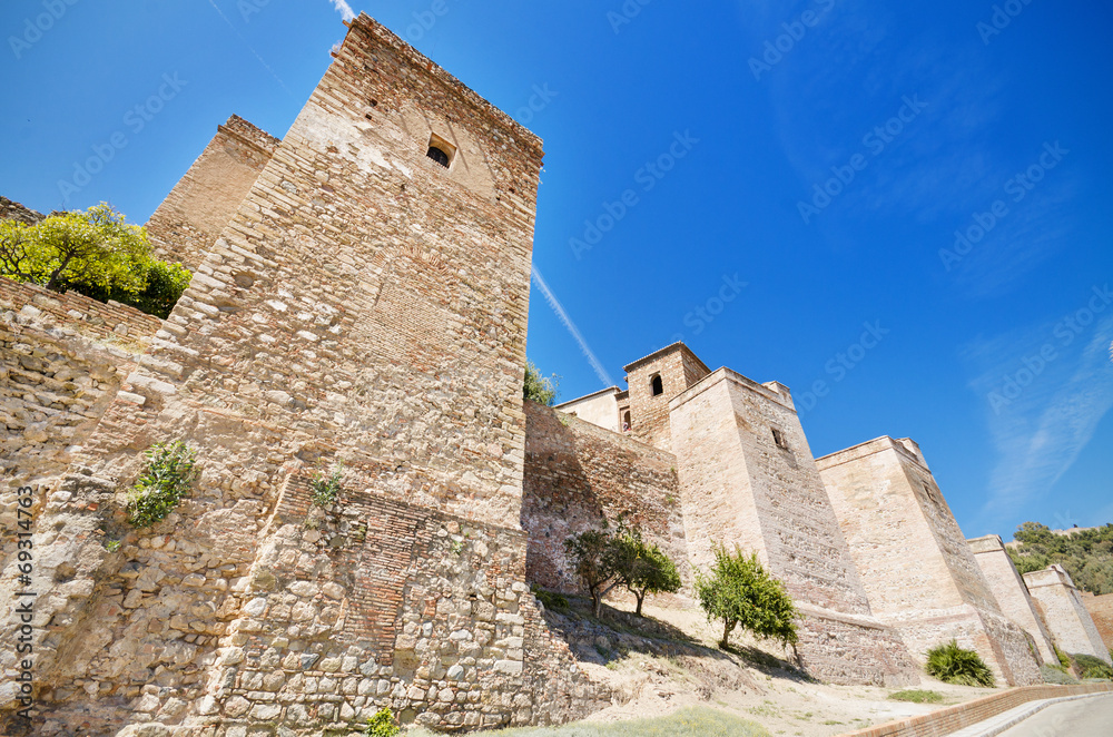 Alcazaba walls. Ancient fortress in Malaga, Andalusia, Spain.