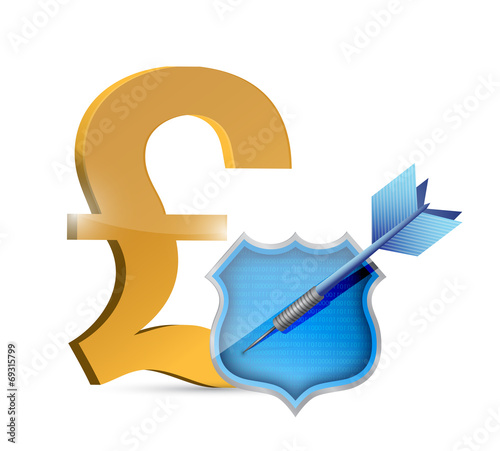 british pound and shield dart illustration design