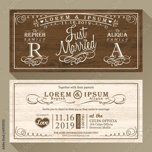 Vintage Wedding invitation border and frame template