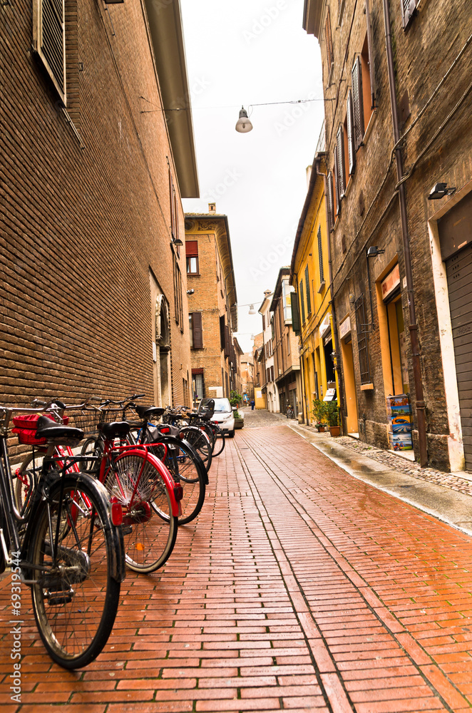 Typical backstreets and passages at downtown of Ferrara