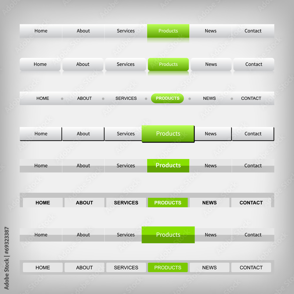 metallic web navigation menu