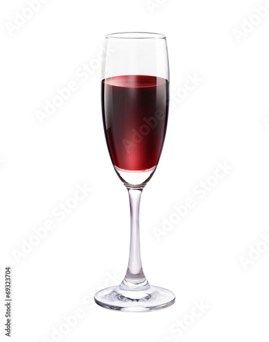 Red wine glass beautiful isolated on white background