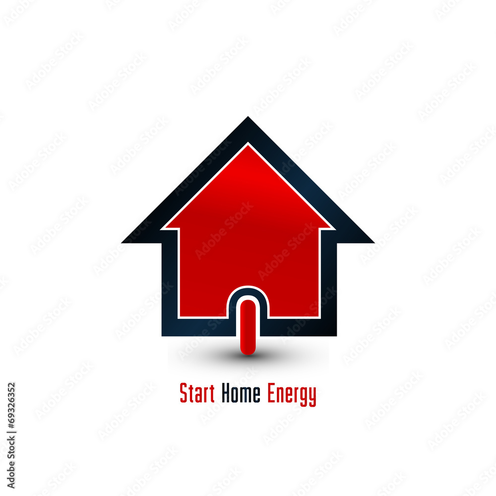 Home energy power button, house icon Home energy power button, house icon