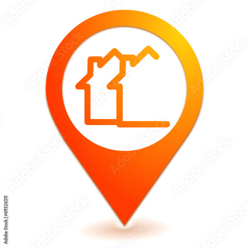 lotissement immobilier sur symbole localisation orange