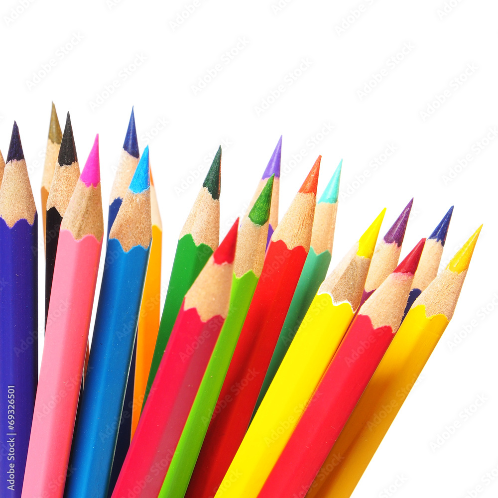 Multicolored pencils isolated on white background Multicolored pencils isolated on white background
