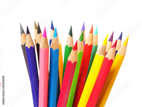 Multicolored pencils isolated on white background