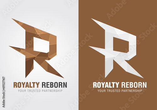 R Royalty reborn. Icon symbol from an alphabet R.