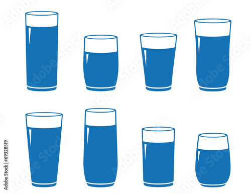 set of isolated water glass