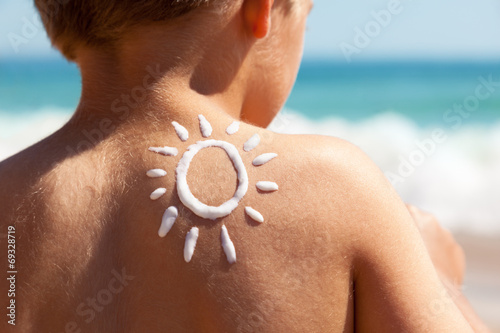 Suntan lotion at the beach