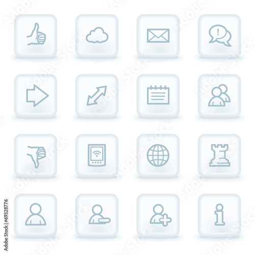 Social media web icons   white square buttons