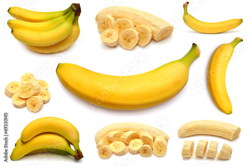 Banana and collection of different bananas