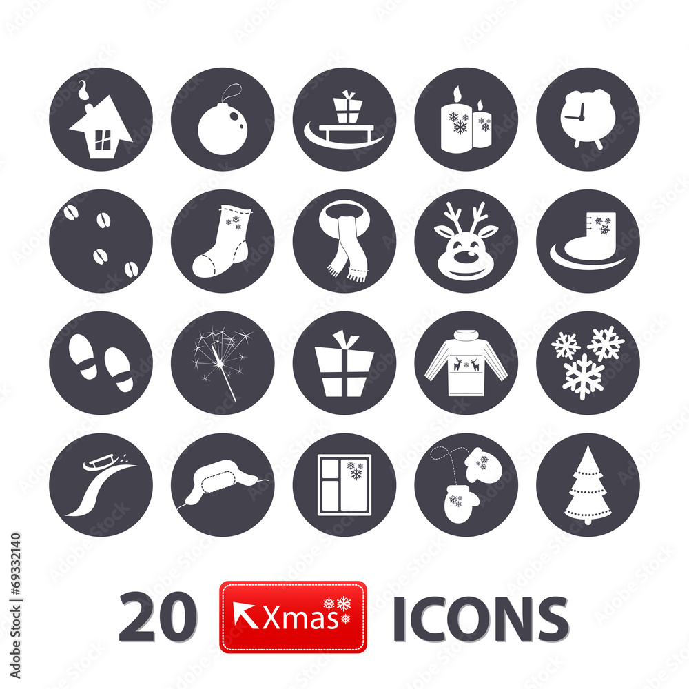 Winter icons set: New Year, Christmas Winter icons set: New Year, Christmas