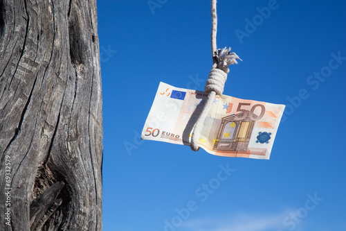 hanging fifty Euro photo