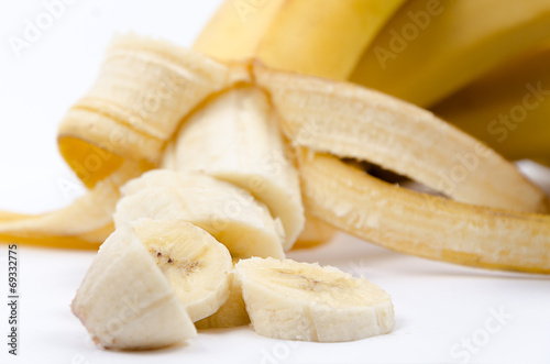 Sliced Banana on White