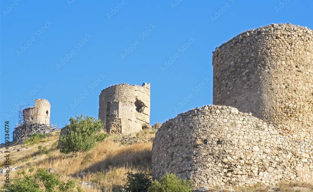 Ruins of ancient fortress wall