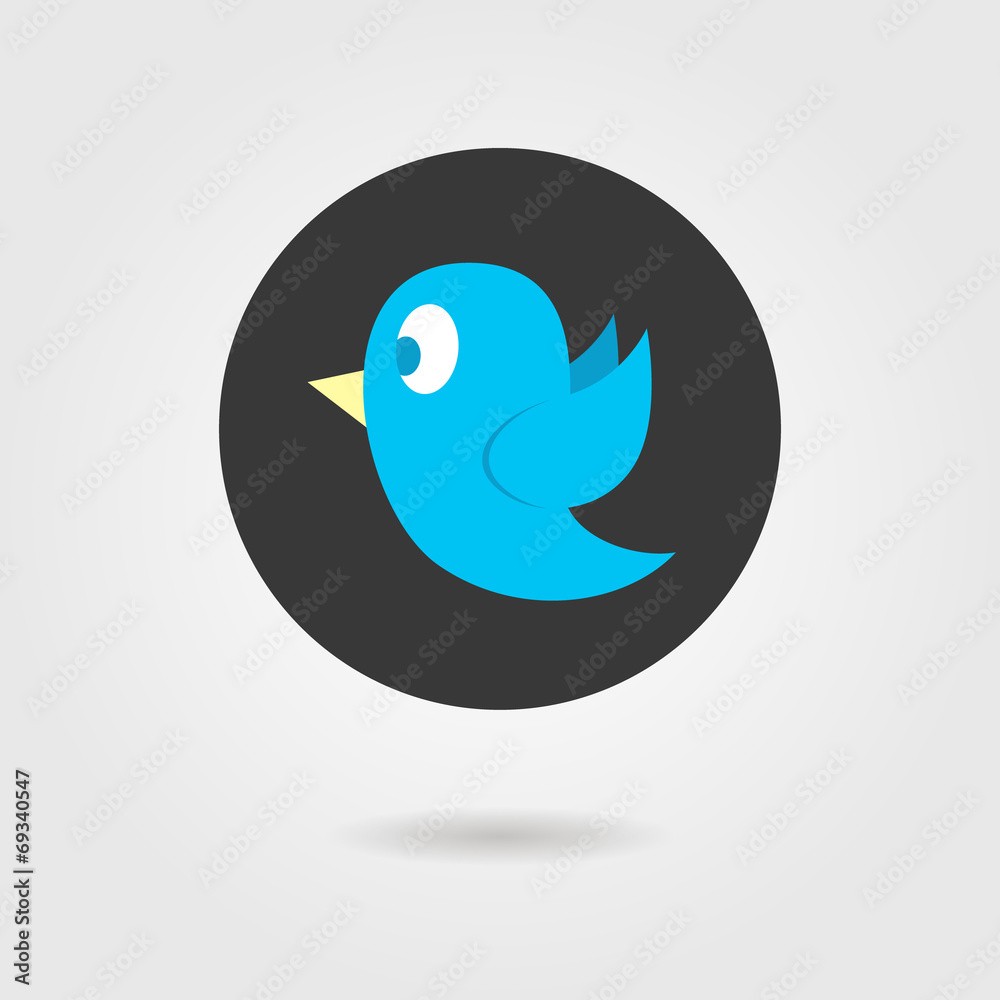 blue birdy in black circle
