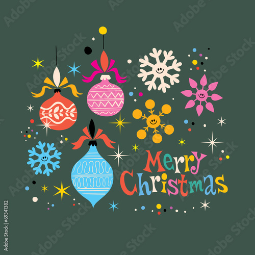 Merry Christmas retro greeting card