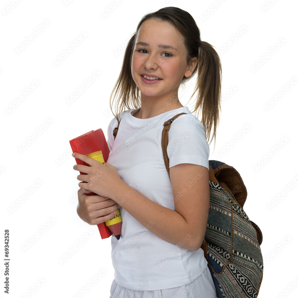 Smiling happy attractive young schoolgirl Smiling happy attractive young schoolgirl