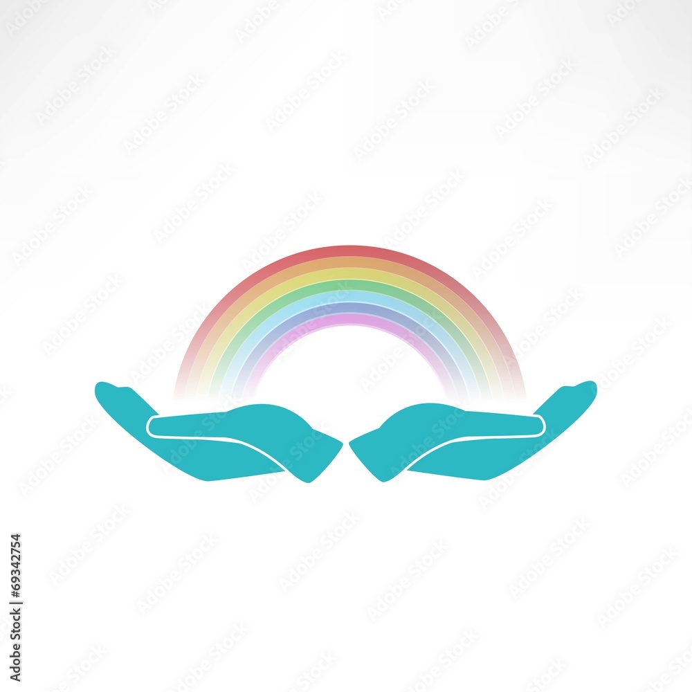 hands on background of the colorful rainbow hands on background of the colorful rainbow