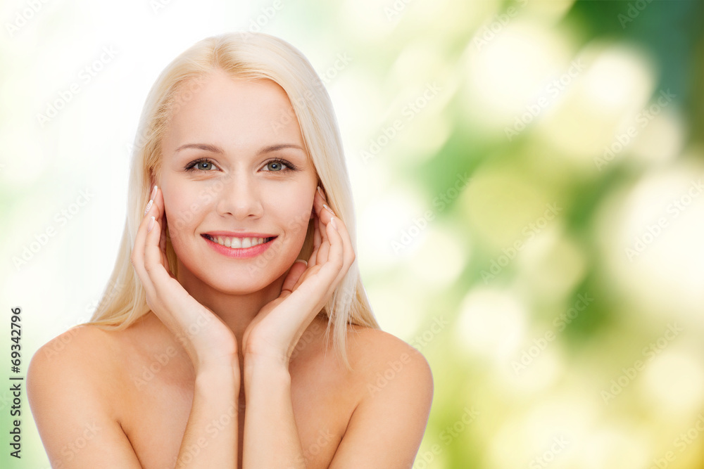 beautiful woman touching her face skin beautiful woman touching her face skin