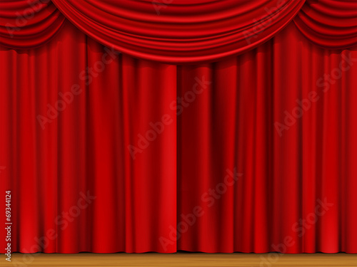 Vector Scene with Red Curtains