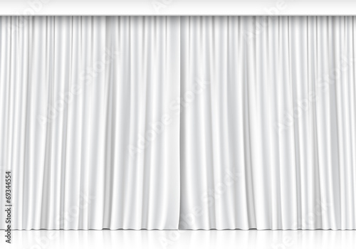 Vector White Curtains Isolated on White Background photo