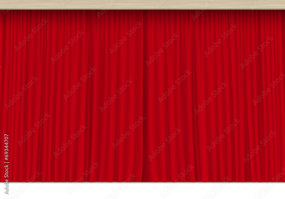 Vector Scene with Isolated Red Curtains Vector Scene with Isolated Red Curtains