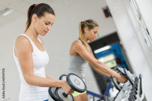 Young women training in the gym