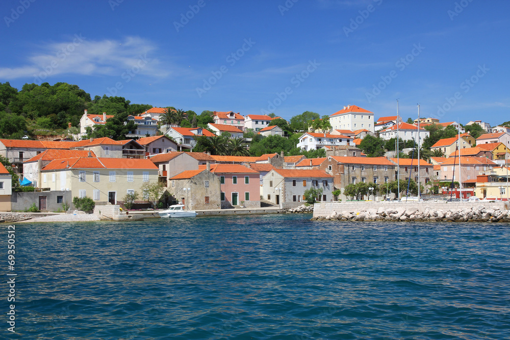 small port town on summer vacation by the sea