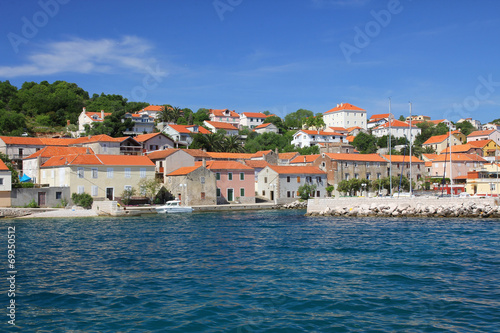 small port town on summer vacation by the sea