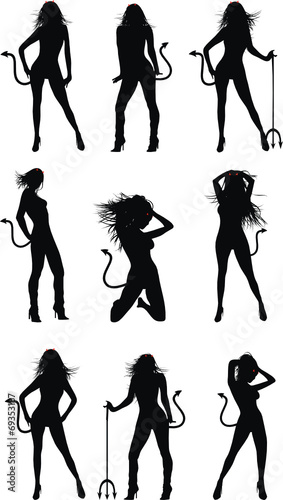devil girl silhouette halloween background8