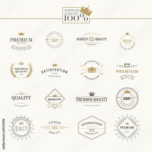 Set of premium quality labels and badges