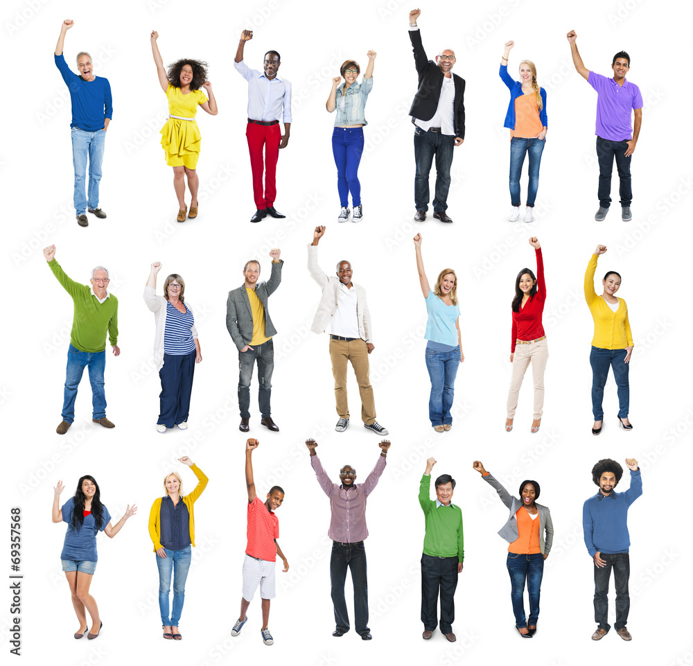 Multi-Ethnic Group of People Arms Raised Multi-Ethnic Group of People Arms Raised