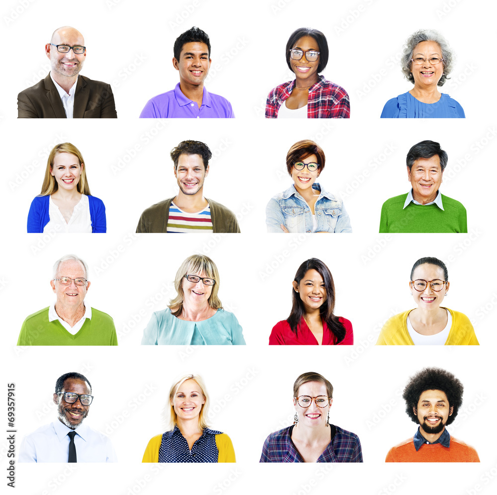 Portrait of Diverse Multiethnic Cheerful People Portrait of Diverse Multiethnic Cheerful People