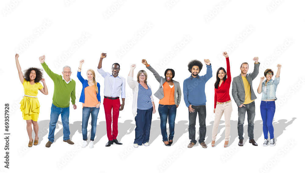 Multi-Ethnic Group of People Arms Raised