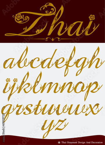 Vector of Thai Calligraphic Alphabet Set Four