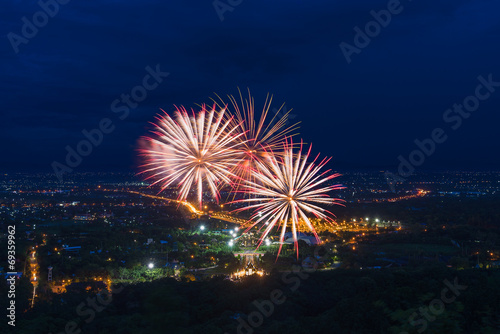 Colorful fireworks display at Chiangmai © alongkos