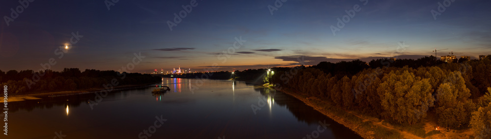 Warsaw panorama at night