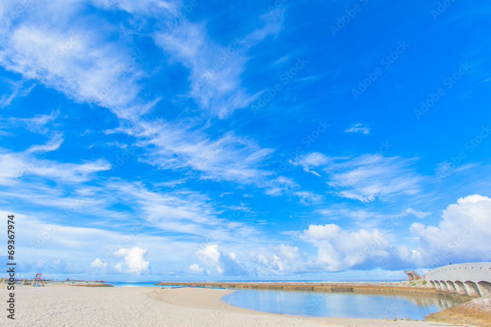 Tropical beach and blue sky of Okinawa Tropical beach and blue sky of Okinawa