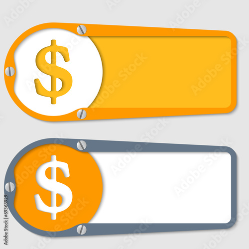 set of two boxes for any text with dollar symbol