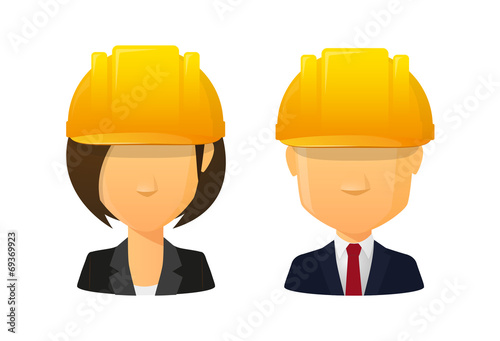 People wearing a work hat avatar set