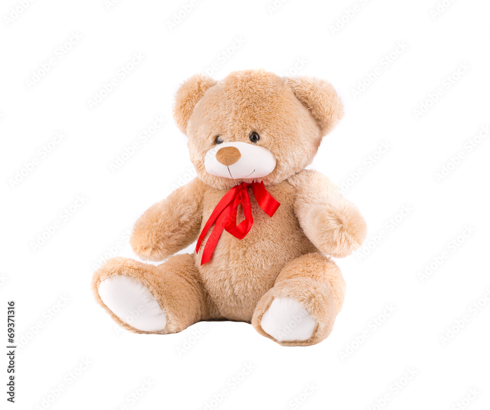 Obraz premium Classic teddy-bear with red bow.