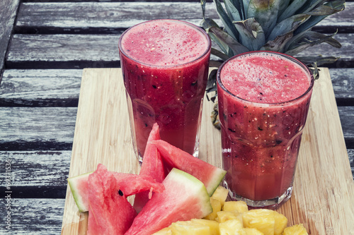 Smoothie of watermelon and pineapple