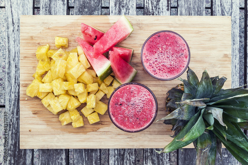 Smoothie of watermelon and pineapple