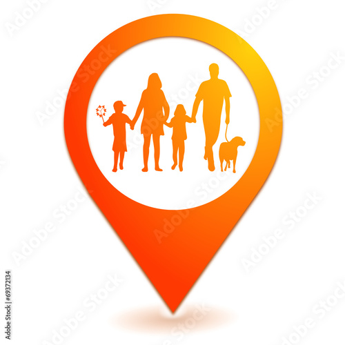 famille sur symbole localisation orange