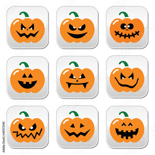 Halloween pumpkin vector buttons set
