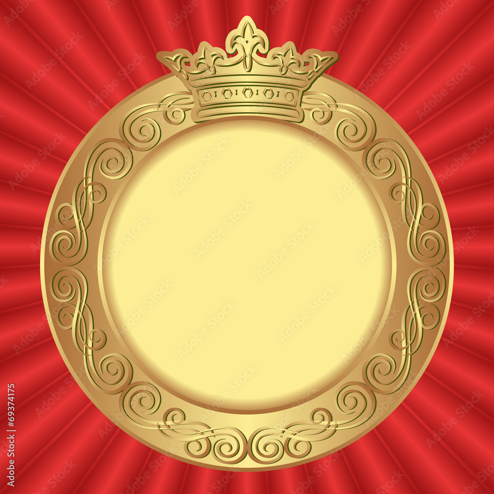 red background with golden frame and crown red background with golden frame and crown