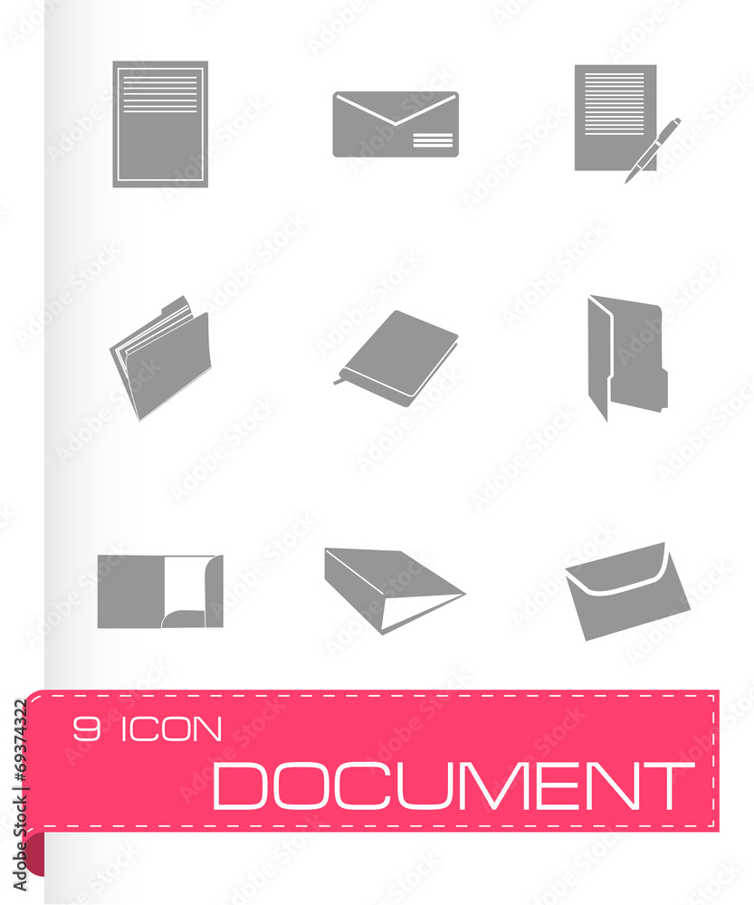 Vector black document icons set Vector black document icons set