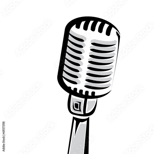 retro microphone silhouette vector illustration