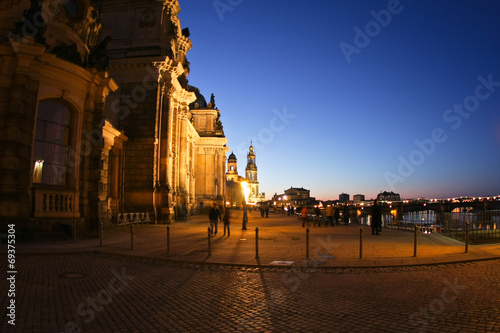 Evening view on historical center of Dresden, Germany